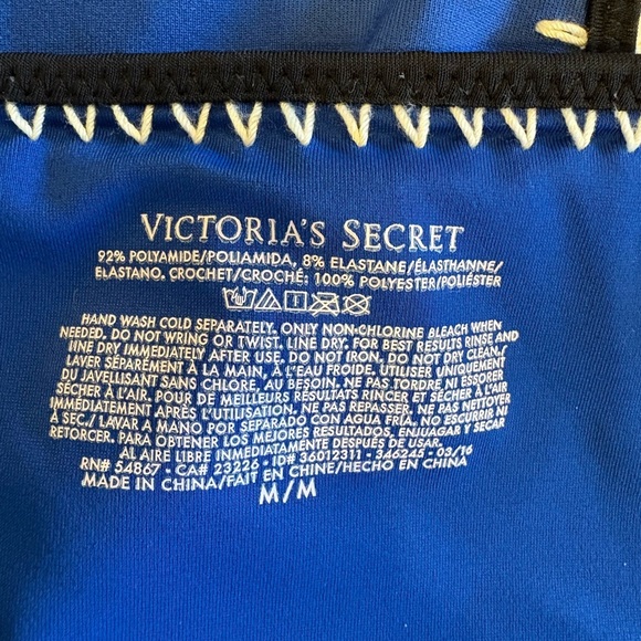 Victoria’s Secret pink & blue & crochet two piece swimsuit bikini size 34B M - Picture 9 of 10